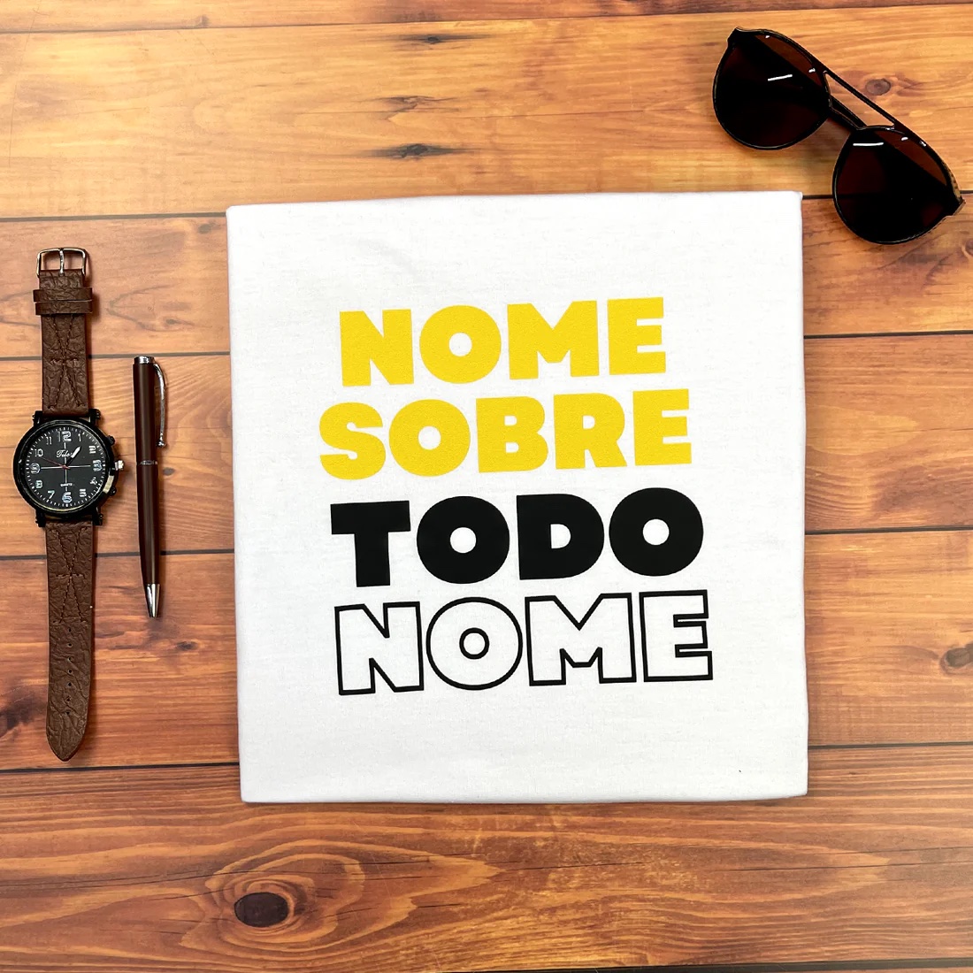 Camiseta Masculina Branca Nome Sobre Todo Nome - Imagem 2
