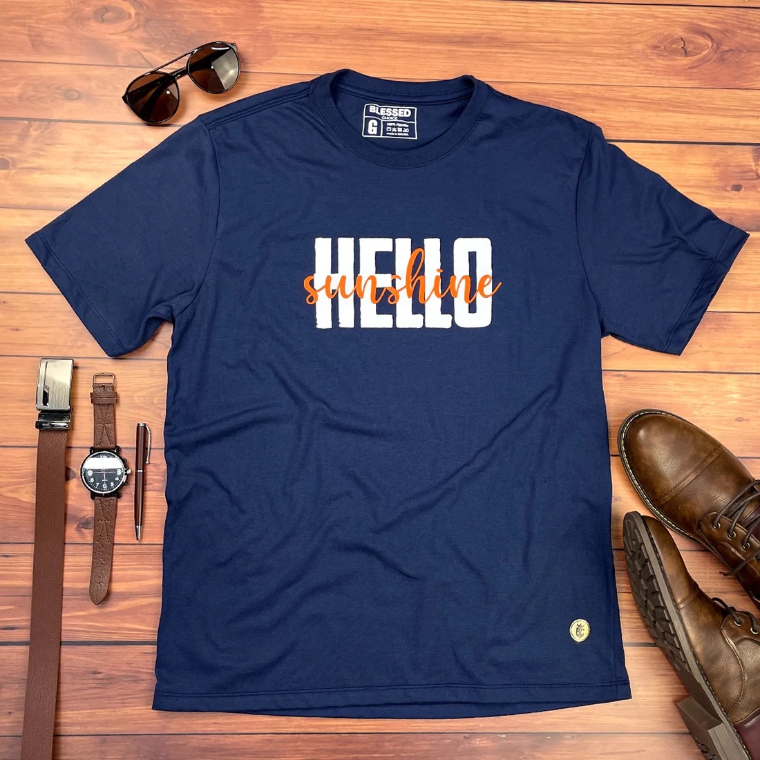 Camiseta Masculina Preta Hello Sunshine - Imagem 3