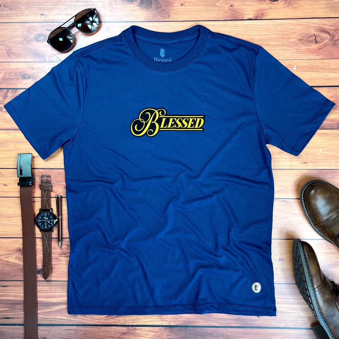 Camiseta Masculina Branca Blessed Veludo - Imagem 4