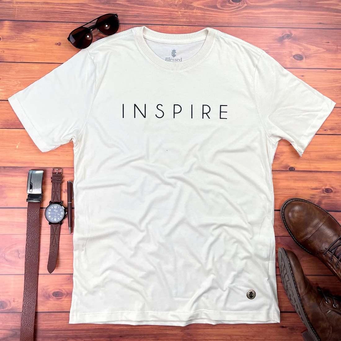 Camiseta Masculina Branca Inspire - Imagem 3