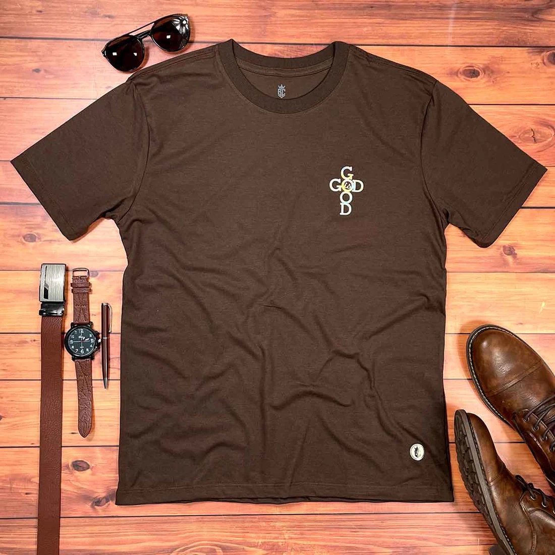Camiseta Masculina Preta God Is Good Detalhe - Imagem 4
