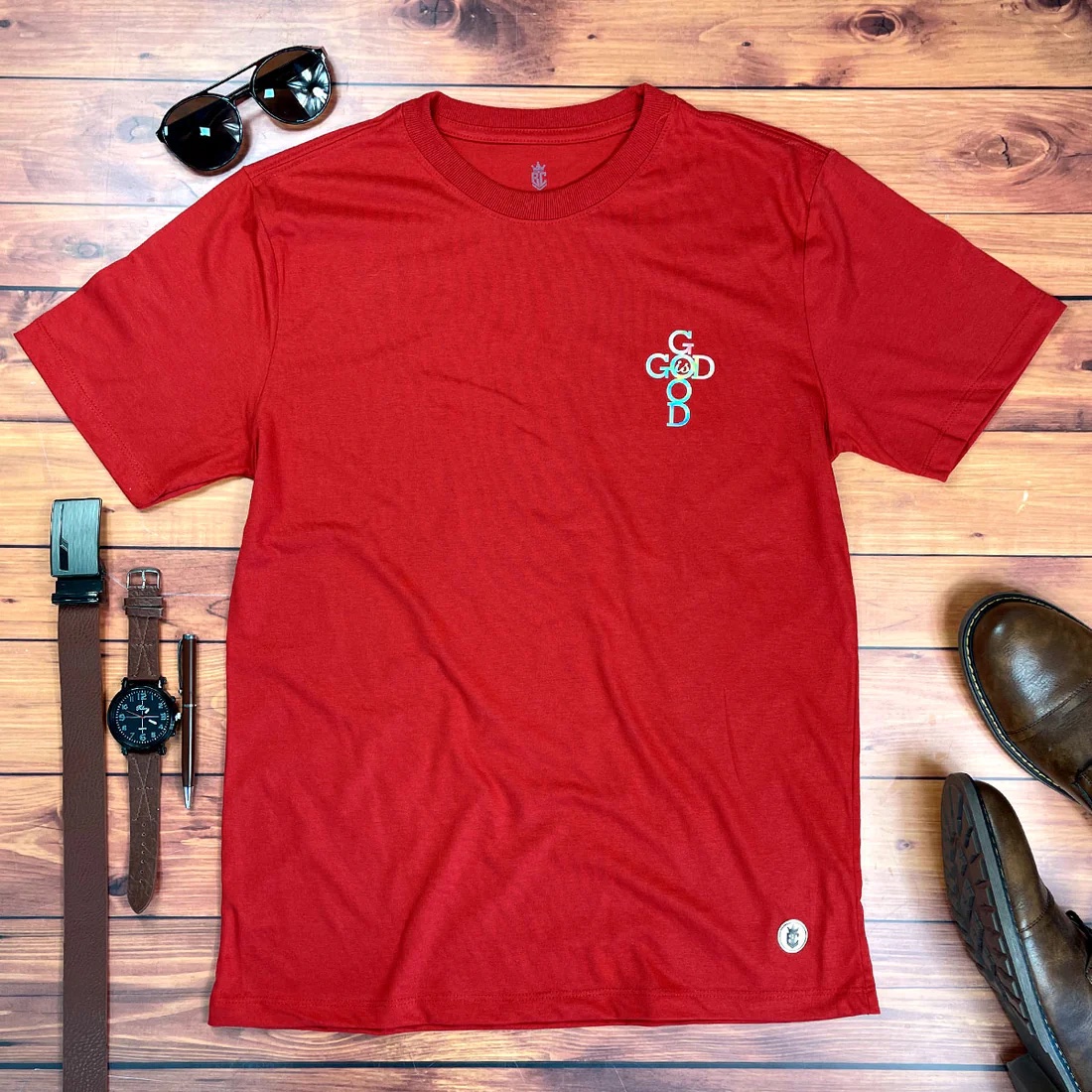 Camiseta Masculina Preta God Is Good Detalhe - Imagem 5