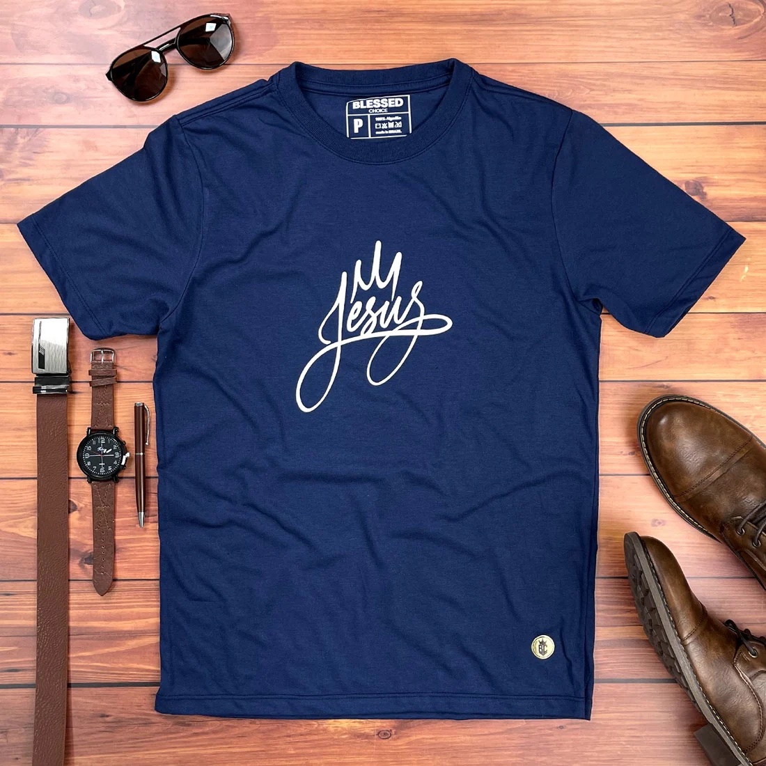 Camiseta Masculina Preta Jesus Coroa - Imagem 5