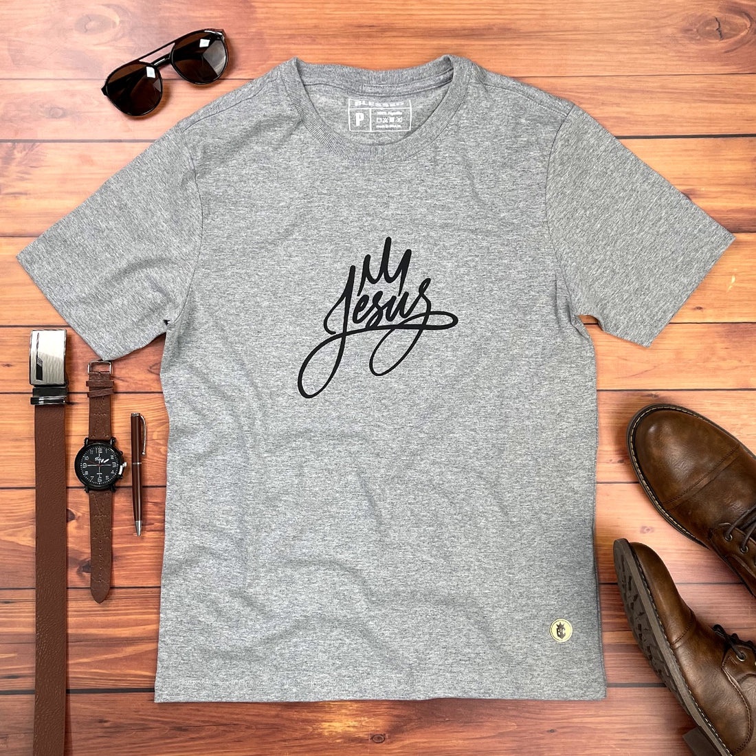 Camiseta Masculina Preta Jesus Coroa - Imagem 4