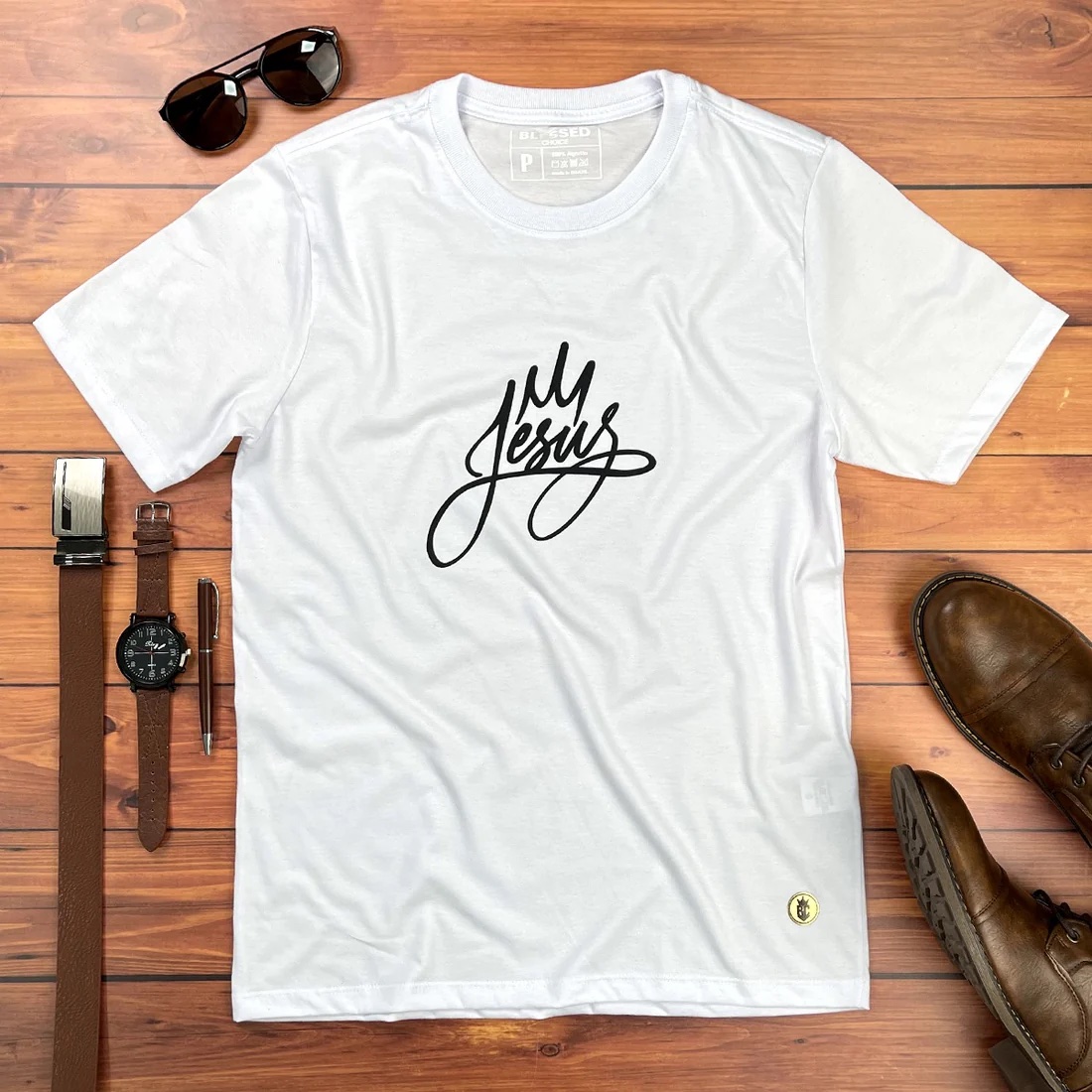 Camiseta Masculina Preta Jesus Coroa - Imagem 3