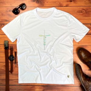 Camiseta Masculina preto Aplique Cruz Jesus - Imagem 2