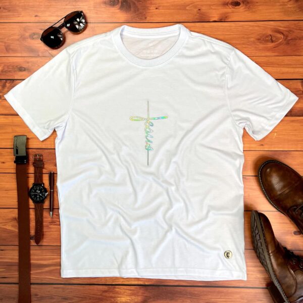 Camiseta Masculina preto Aplique Cruz Jesus