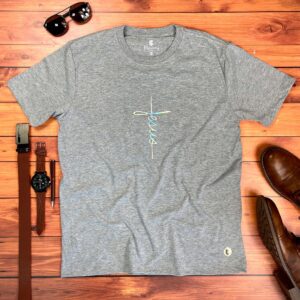 Camiseta Masculina preto Aplique Cruz Jesus - Imagem 3