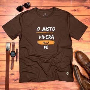 Camiseta Masculina Branca O Justo Viverá Pela Fé - Imagem 3