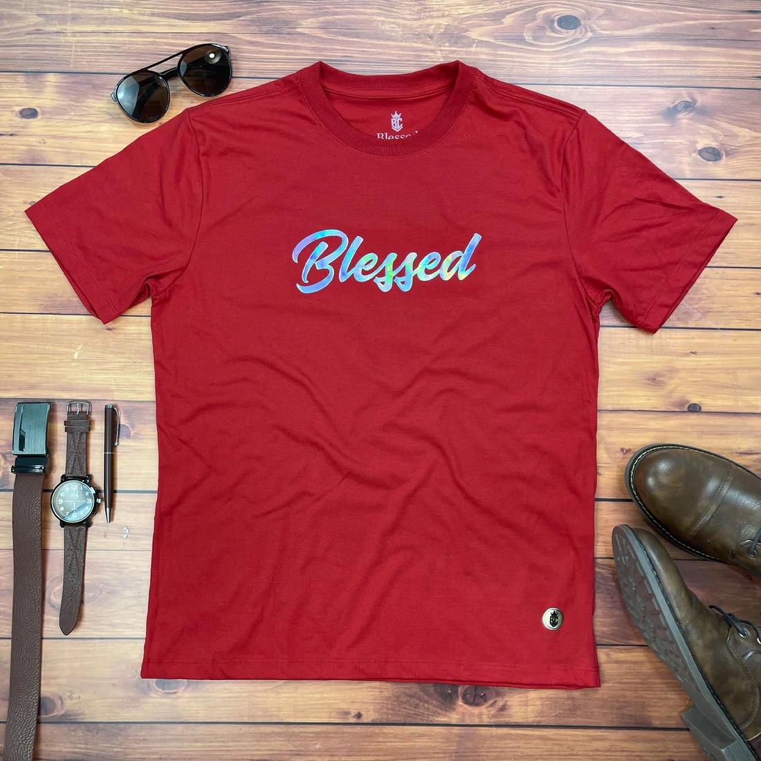 Camiseta Masculina Preta Blessed Holográfico - Imagem 7