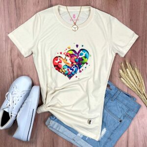 Camiseta Feminina Preta Corações - Imagem 3