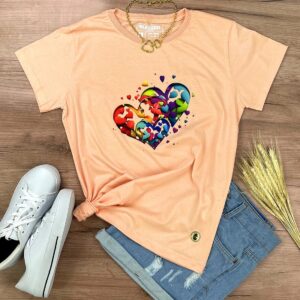 Camiseta Feminina Preta Corações - Imagem 5