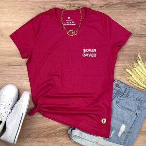Camiseta Feminina Branca Jesus saves - Imagem 5