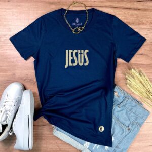 Camiseta Feminina Preta Jesus Cruz Glitter - Imagem 9
