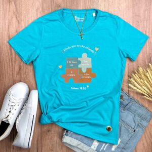 Camiseta Feminina Preta Quebra-Cabeça Ainda Que Eu Não Entenda - Imagem 7