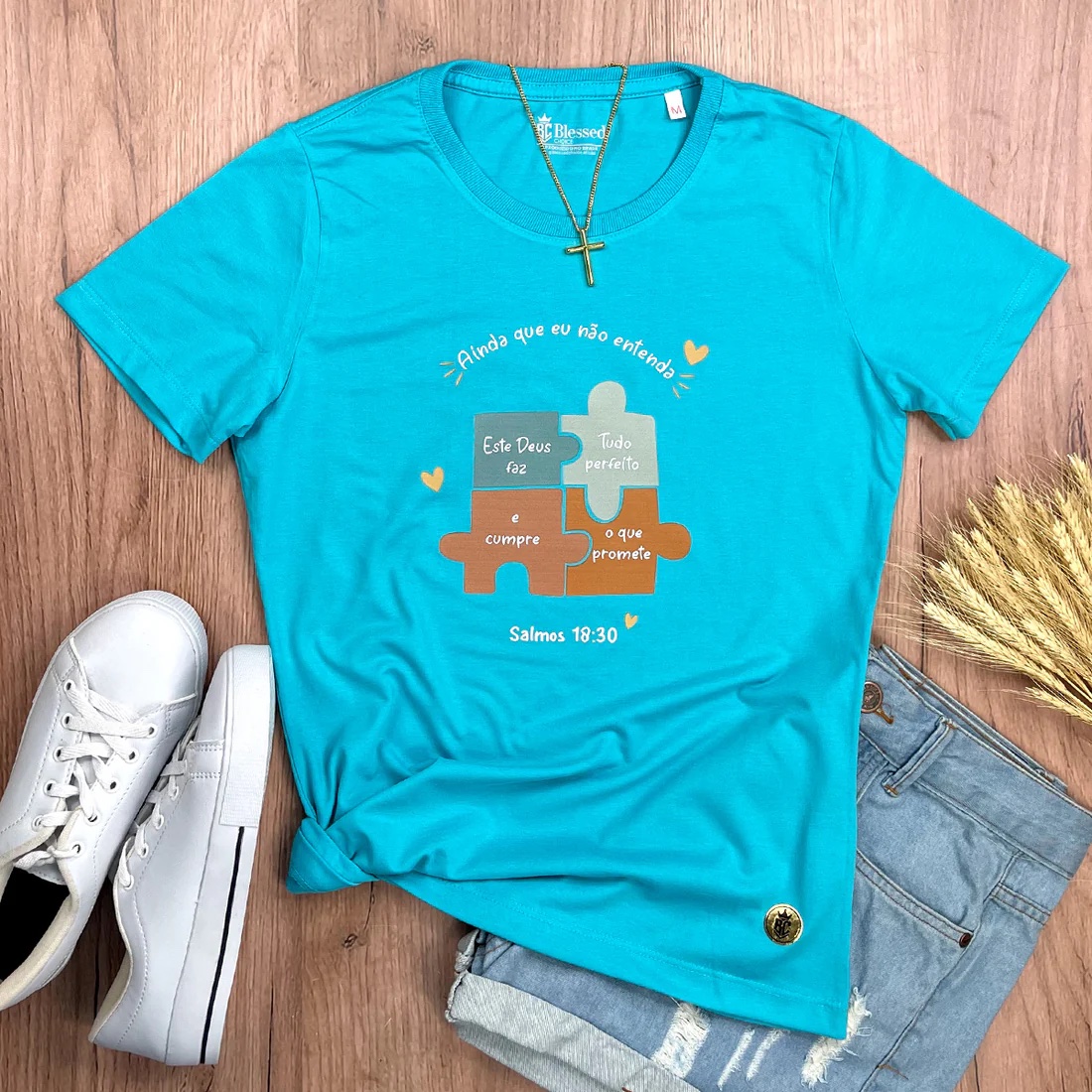 Camiseta Feminina Preta Quebra-Cabeça Ainda Que Eu Não Entenda - Imagem 7
