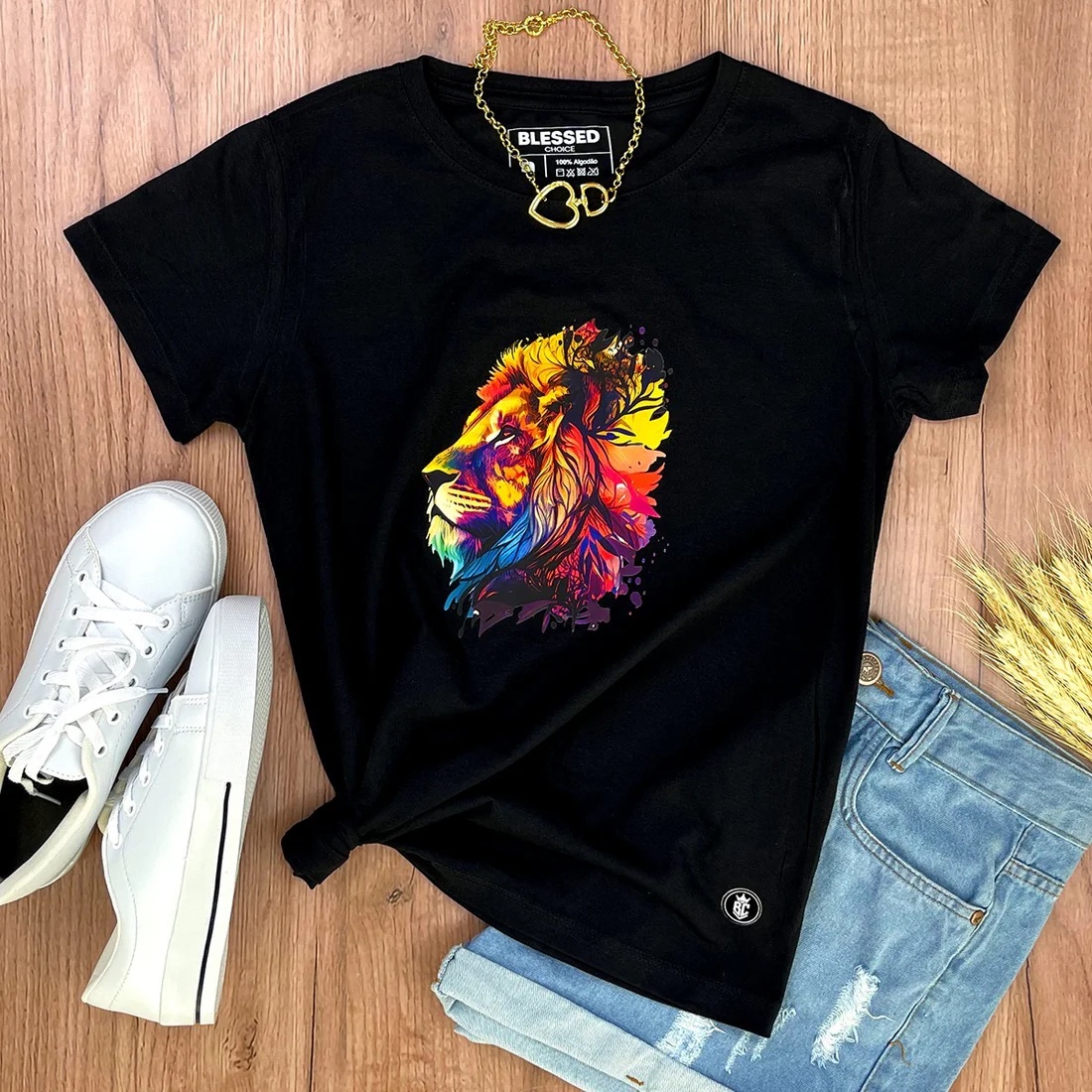 Camiseta Feminina Off White Leão - Imagem 4