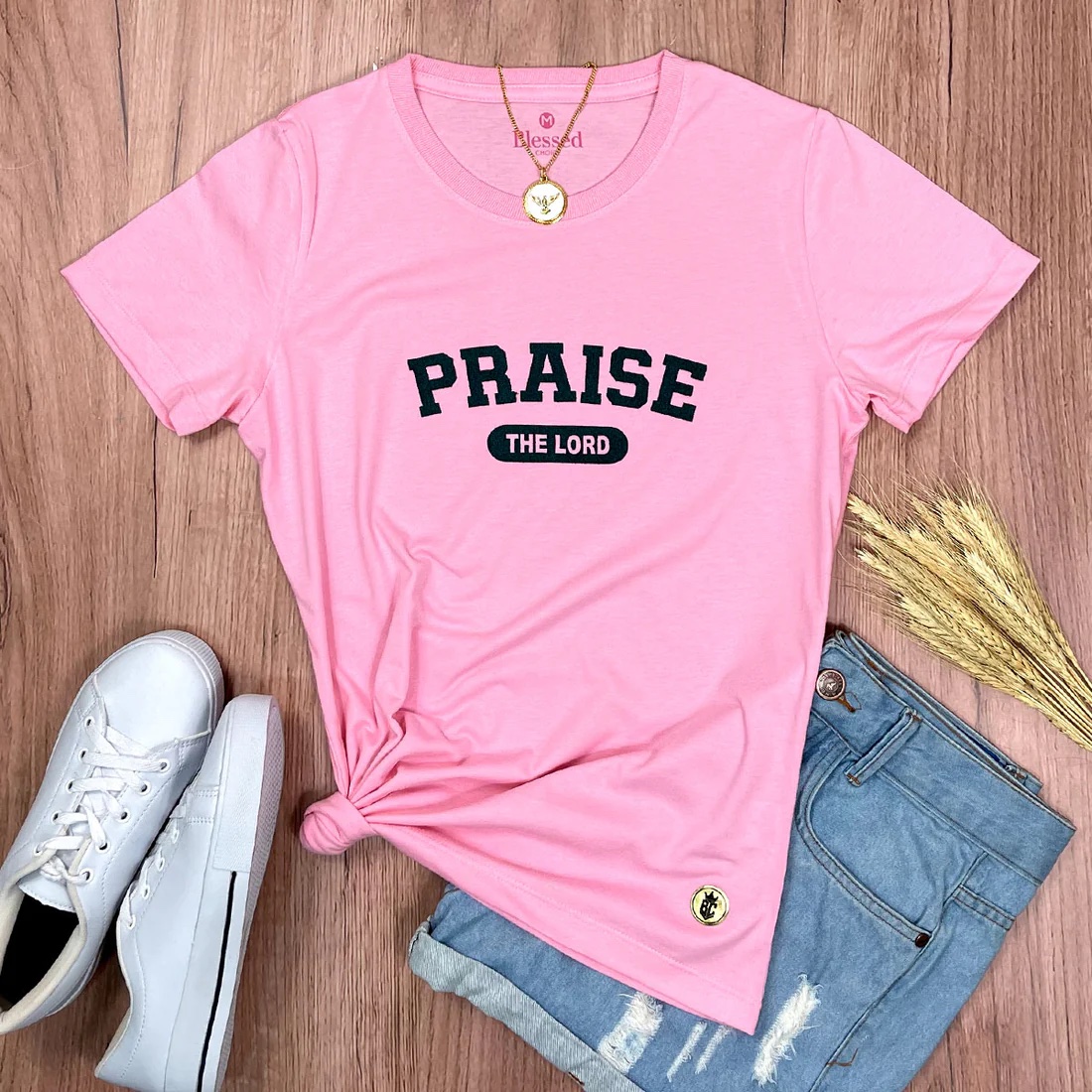 Camiseta Feminina Rosa Praise The Lord - Imagem 12